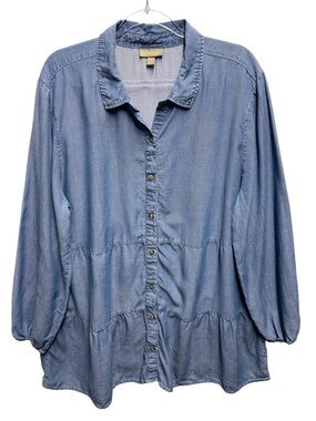 Style&co Pure Lyocell Chambray Knit Denim Jeans Tunic Shirt